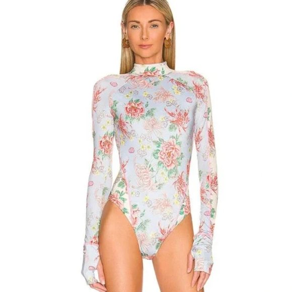 NWT WE‎ ARE HAH Gloves Off 1 Piece in Kyoto Kimono French Blue, Medium - Picture 2 of 7